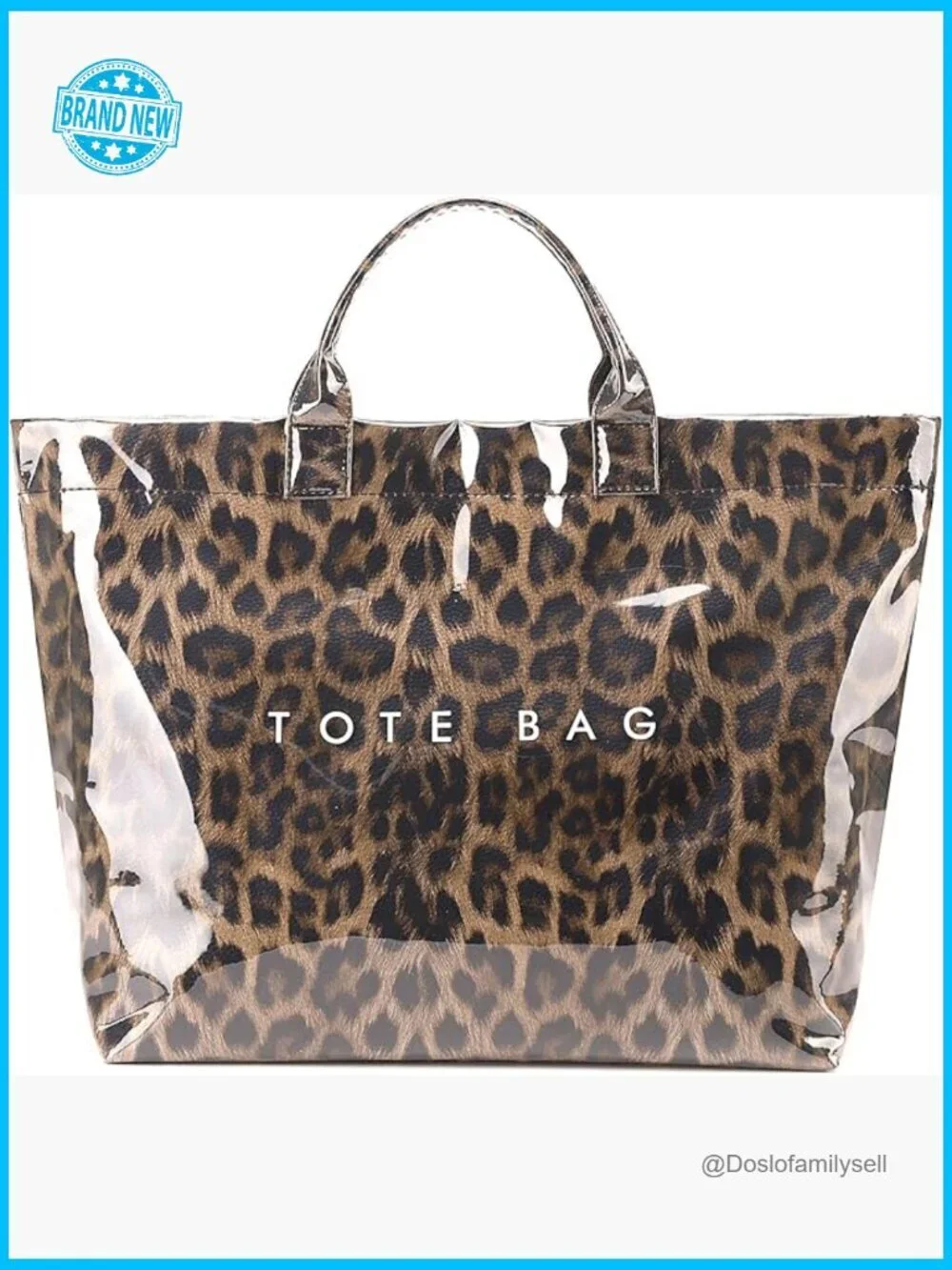 Large PVC Tote Bag Kraft Paper Print Hobo Handbag Work Beach Travel